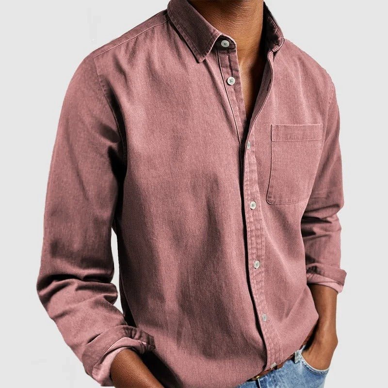 Heren Overhemd met Lange Mouwen – Klassiek Casual Oxford Stijl met Borstzak, Comfortabele Pasvorm