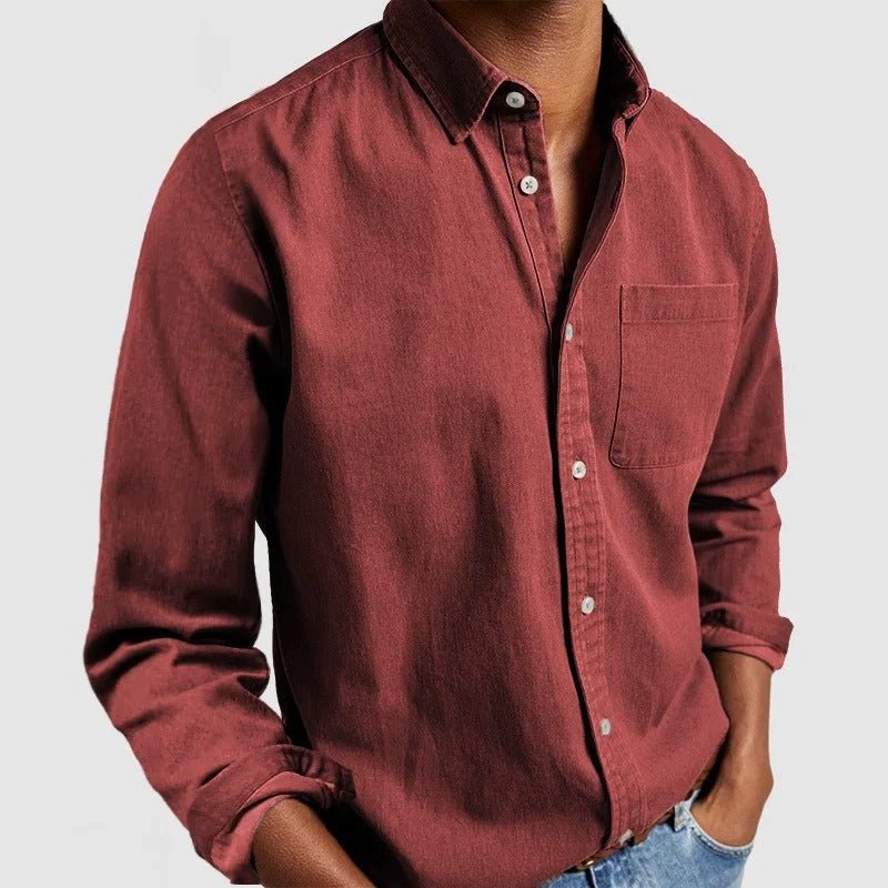 Heren Overhemd met Lange Mouwen – Klassiek Casual Oxford Stijl met Borstzak, Comfortabele Pasvorm