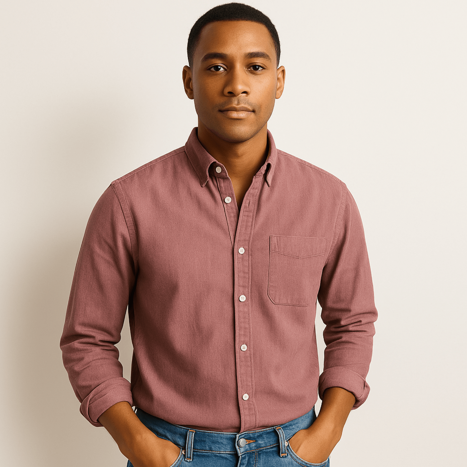 Heren Overhemd met Lange Mouwen – Klassiek Casual Oxford Stijl met Borstzak, Comfortabele Pasvorm