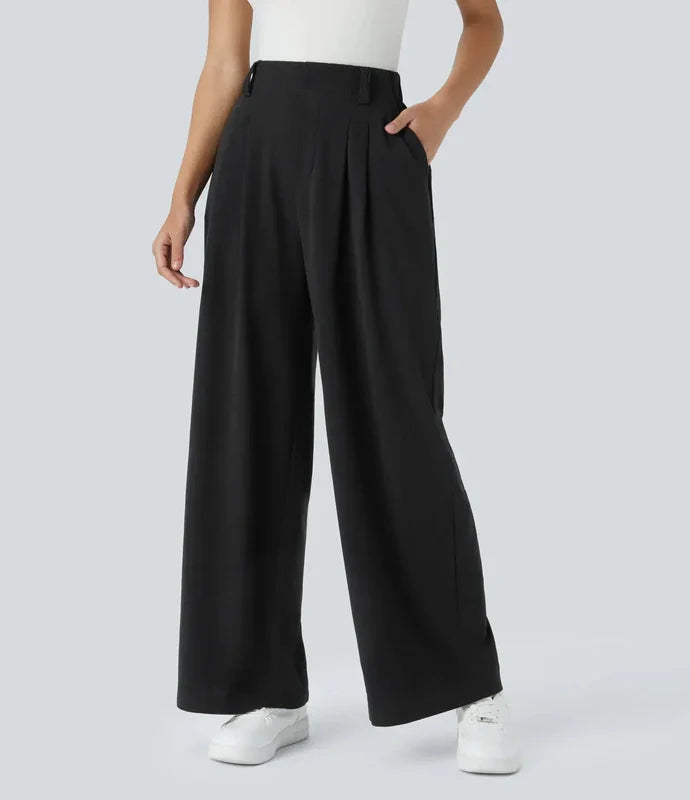 High-Waist Damesbroek met Wijde Pijpen – Elegante & Comfortabele Pantalon voor Werk en Vrije Tijd