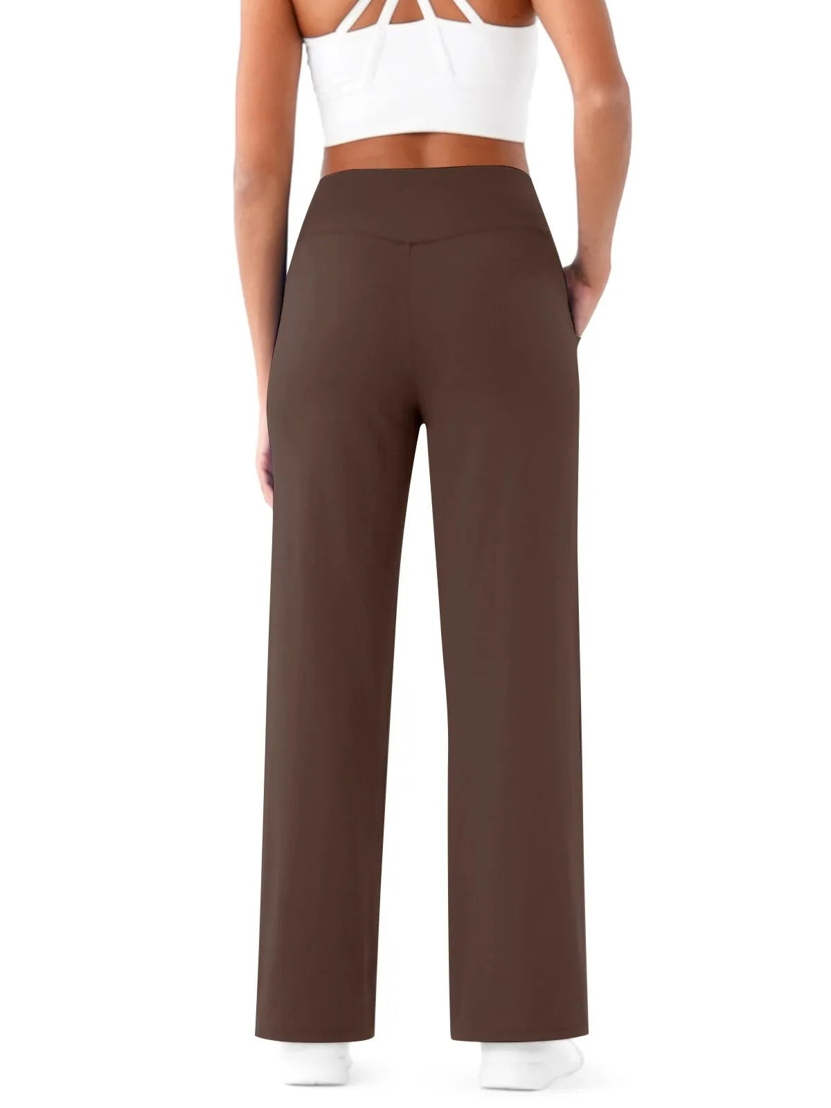 Hoge Taille Wijde Pijpen Broek met Zakken – Comfortabele Allround Broek voor Werk, Yoga en Vrijetijd