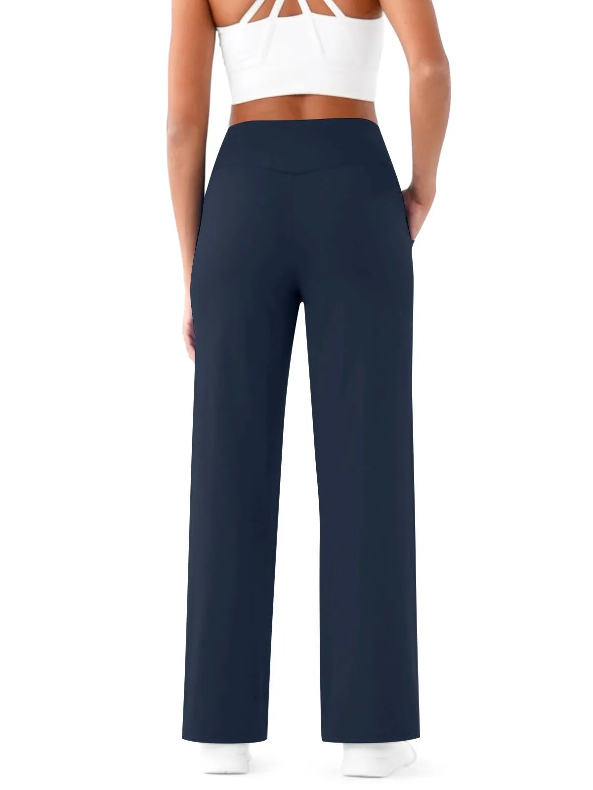 Hoge Taille Wijde Pijpen Broek met Zakken – Comfortabele Allround Broek voor Werk, Yoga en Vrijetijd