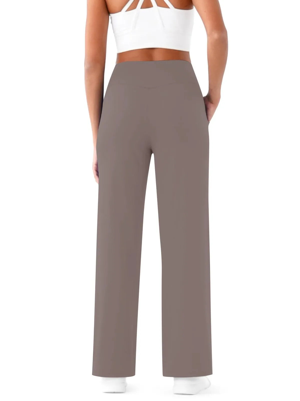 Hoge Taille Wijde Pijpen Broek met Zakken – Comfortabele Allround Broek voor Werk, Yoga en Vrijetijd