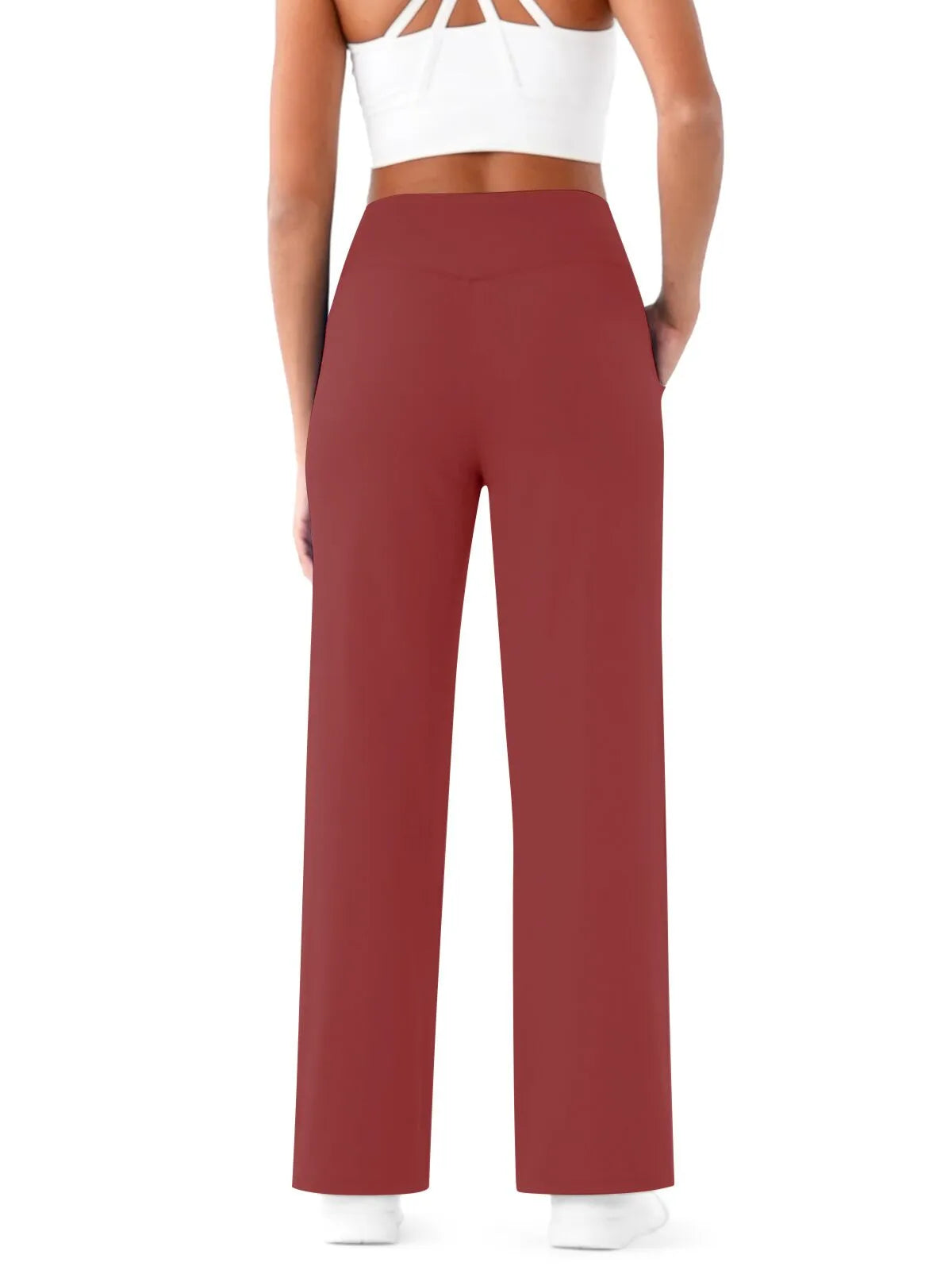 Hoge Taille Wijde Pijpen Broek met Zakken – Comfortabele Allround Broek voor Werk, Yoga en Vrijetijd