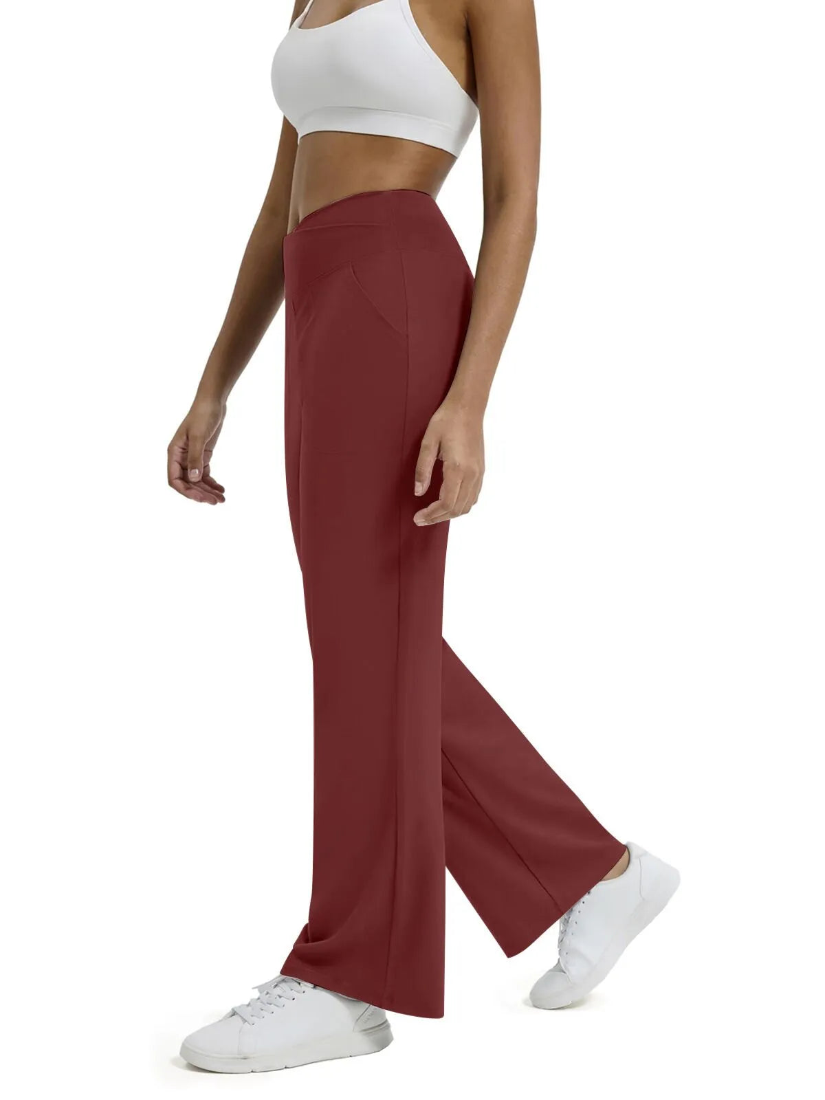 Hoge Taille Wijde Pijpen Broek met Zakken – Comfortabele Allround Broek voor Werk, Yoga en Vrijetijd