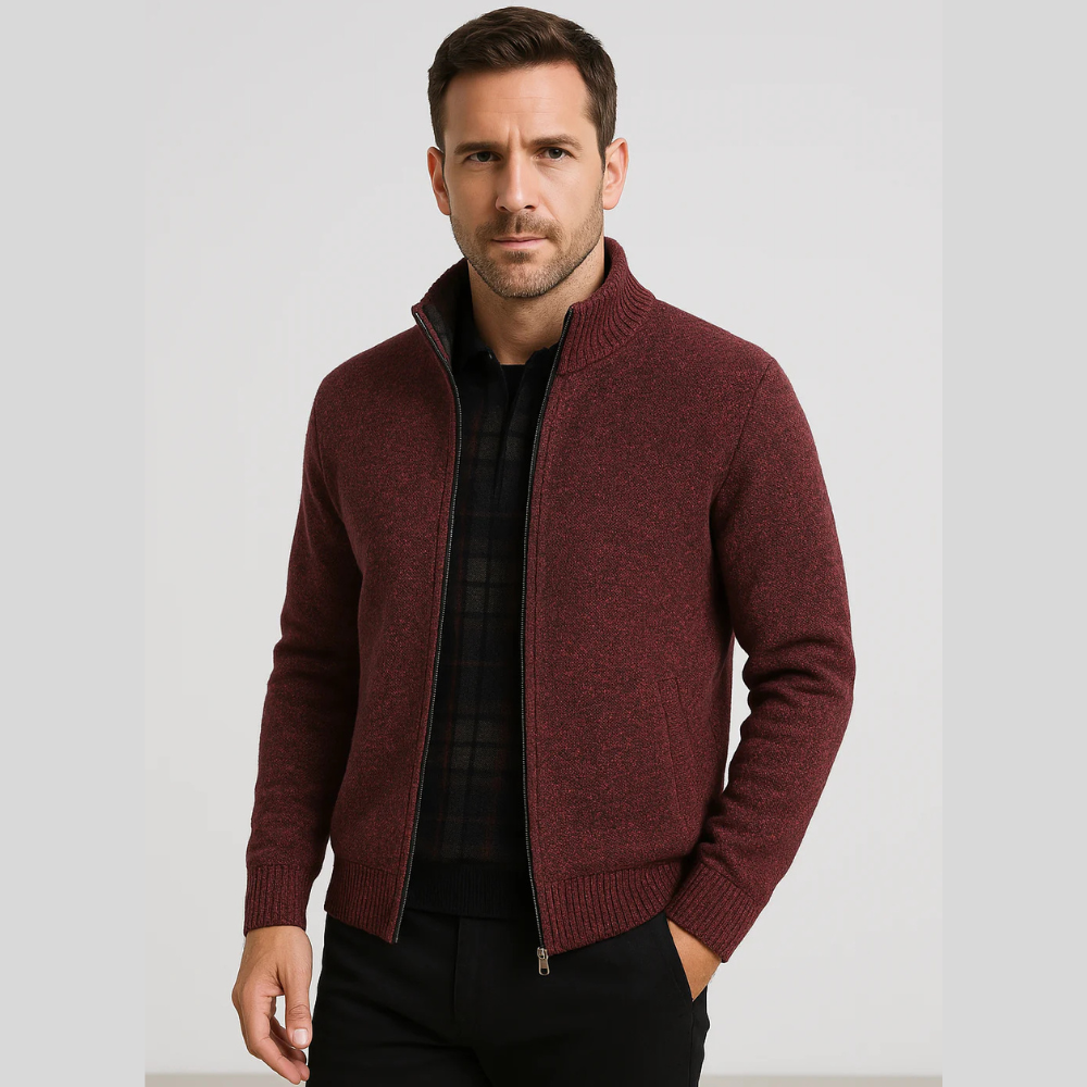 Heren Gebreid Vest met Rits – Comfortabele Lichtgewicht Trui Jas voor Casual & Kantoor