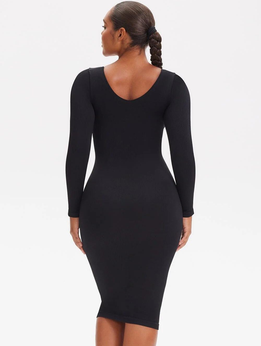 Shapewear V-Hals Jurk met Lange Mouwen