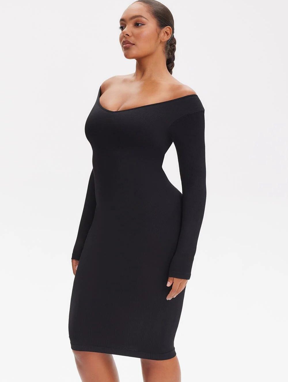 Shapewear V-Hals Jurk met Lange Mouwen