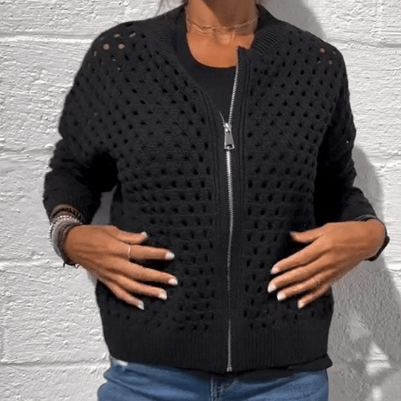 Dames Top met Ritssluiting & Holle Details – Casual en Comfortabel voor Elke Dag