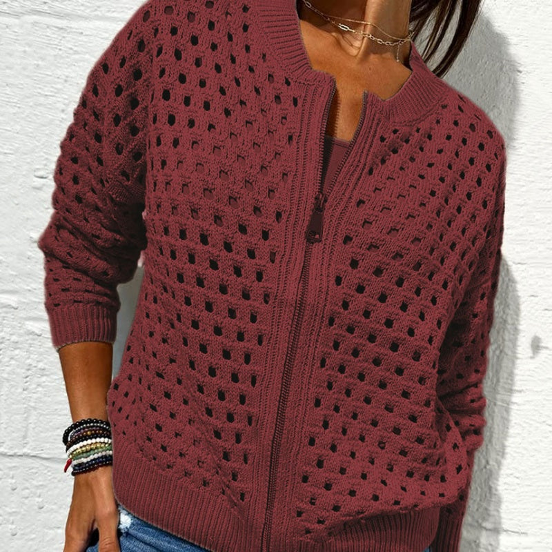 Dames Top met Ritssluiting & Holle Details – Casual en Comfortabel voor Elke Dag