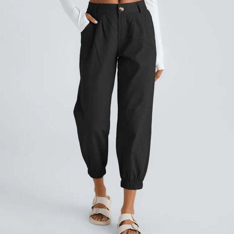 Casual damesbroek met taps toelopende pijpen & zijzakken – Comfortabel & stijlvol