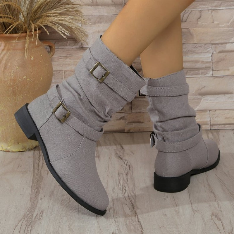 Denim Enkellaarzen met Gesp Dames – Stoer & Trendy Schoeisel