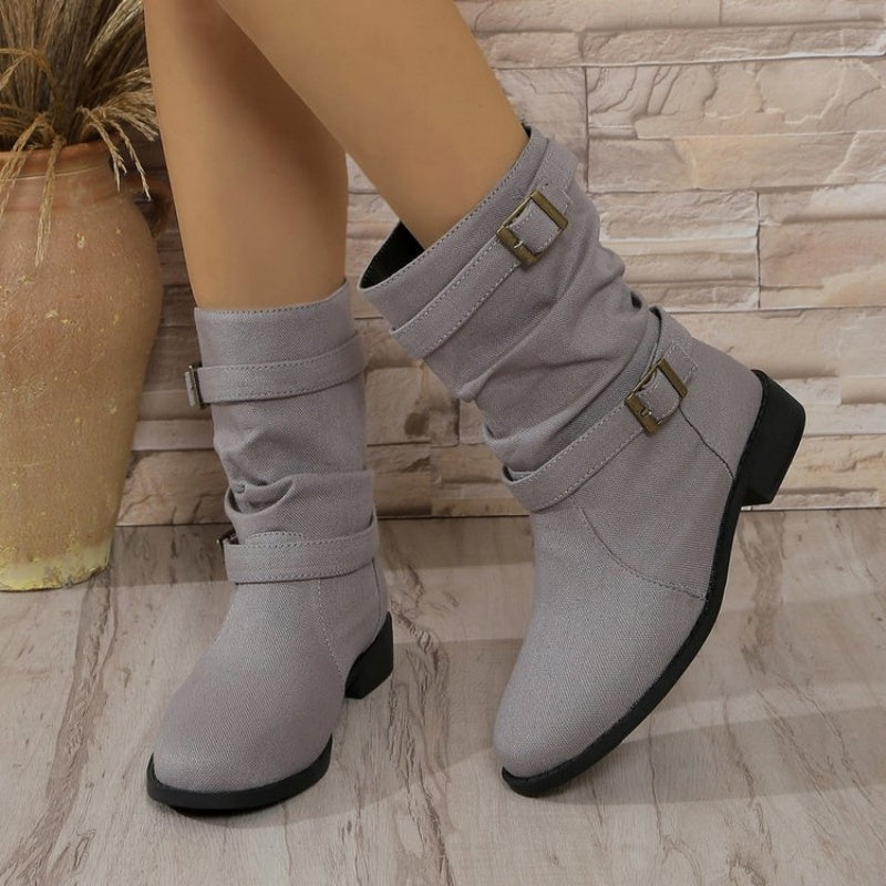 Denim Enkellaarzen met Gesp Dames – Stoer & Trendy Schoeisel