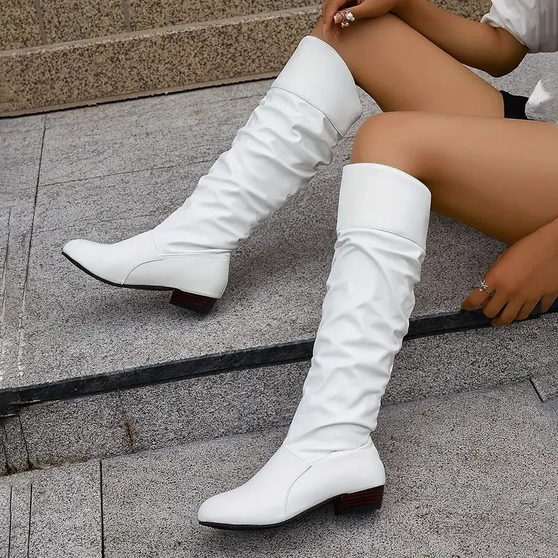 Slouchy Geplooide Hoge Laarzen Dames – Elegant & Comfortabel