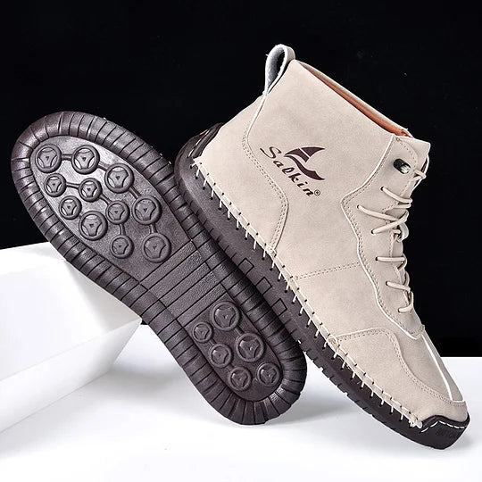 Heren Orthopedische Leren Boots – Waterdichte Comfortschoenen met Voetboogsteun & Antislip Zool
