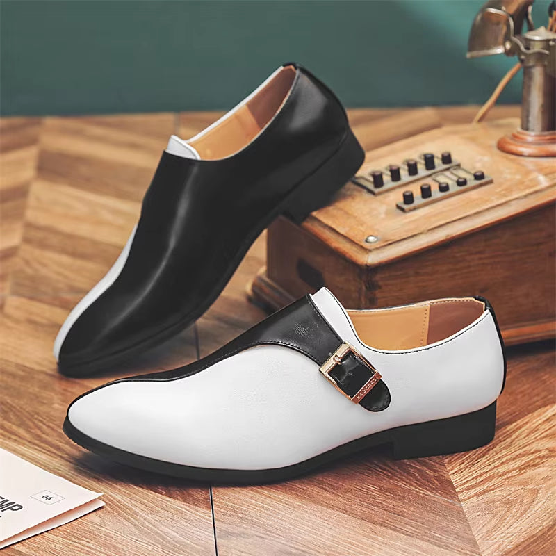 Dames Monk-Strap Loafers – Tweekleurig Echt Leder met Comfortabele Voering