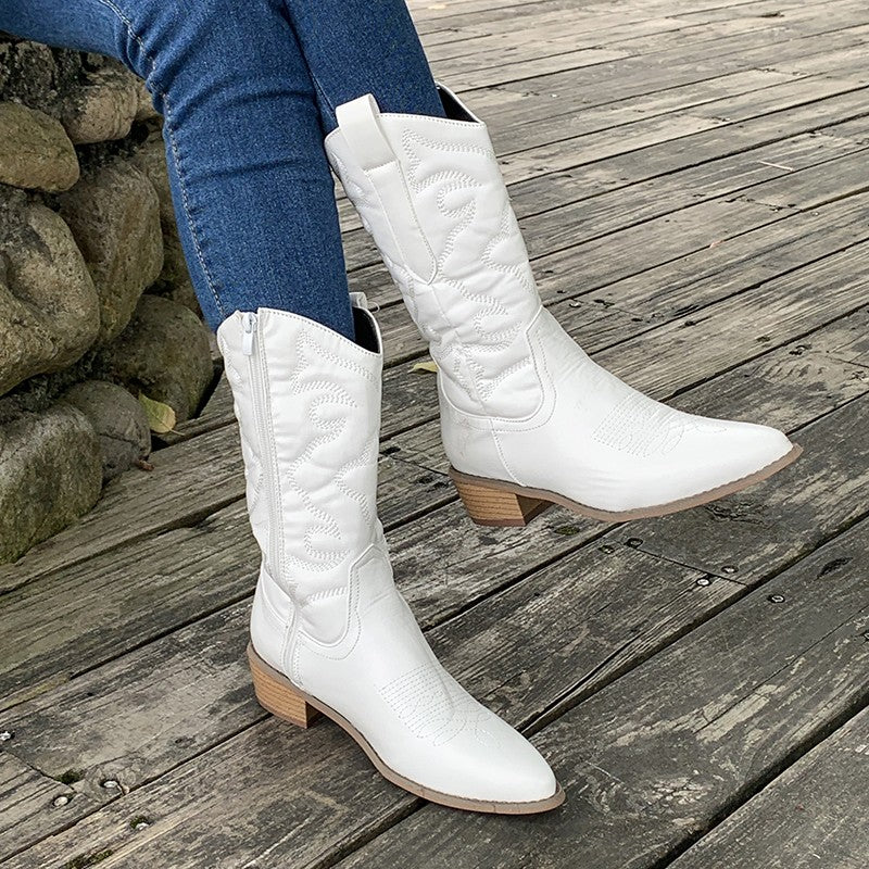 Cowboy Boots Dames – Western Laarzen met Stiksel & Comfortabele Hak