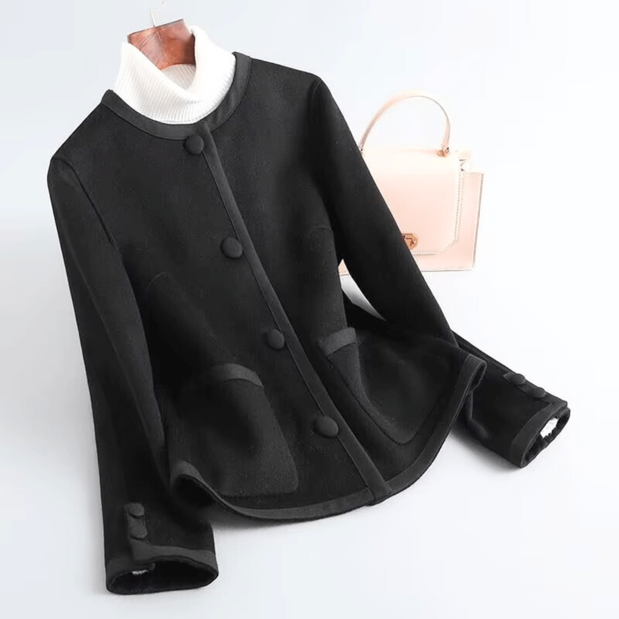 Ronde Hals Silhouet Jas – Elegante, Stijlvolle & Tijdloze Damesjas van Premium Wolmix