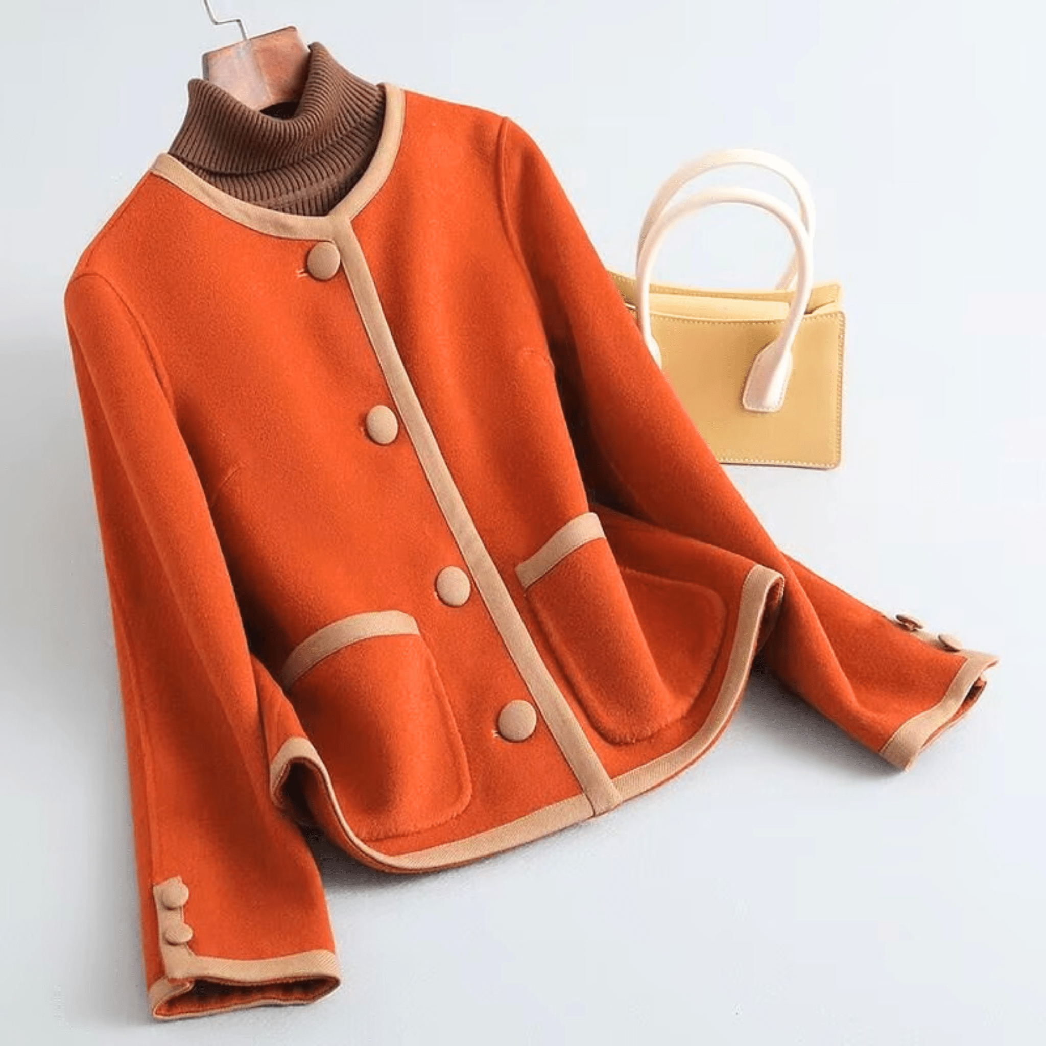 Ronde Hals Silhouet Jas – Elegante, Stijlvolle & Tijdloze Damesjas van Premium Wolmix