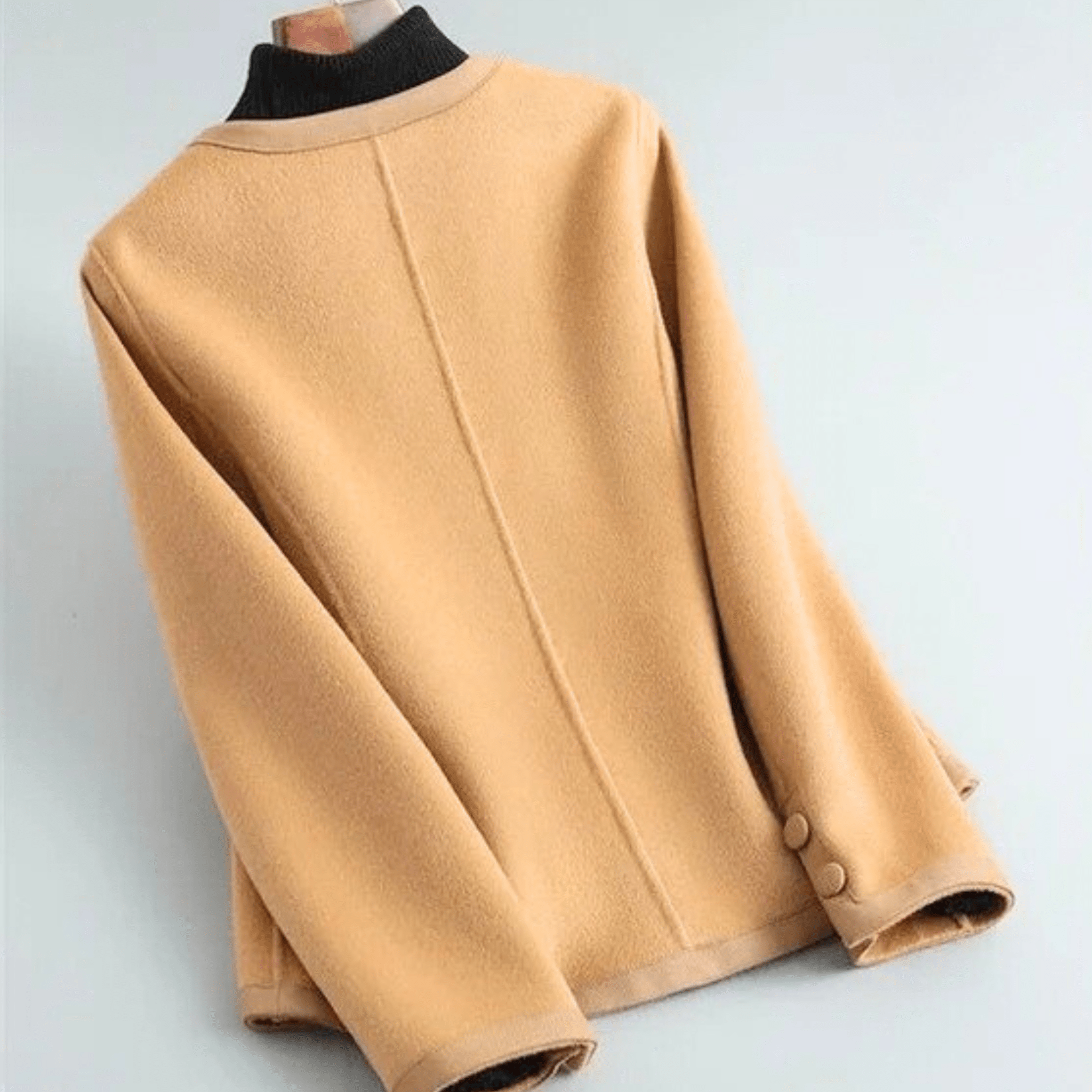 Ronde Hals Silhouet Jas – Elegante, Stijlvolle & Tijdloze Damesjas van Premium Wolmix