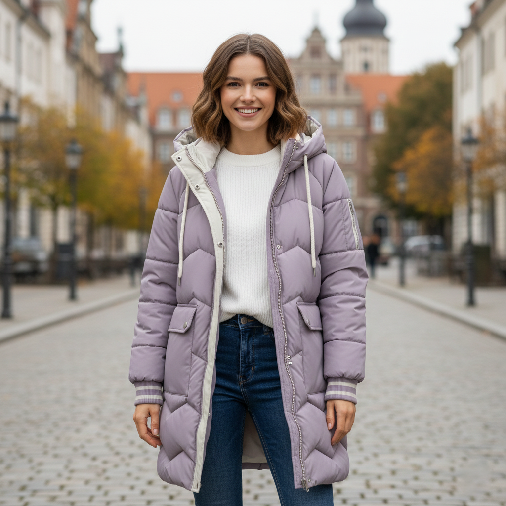 Lange Gewatteerde Winterjas Dames met Verstelbare Capuchon en Gestructureerd Ontwerp voor Optimale Bescherming 6
