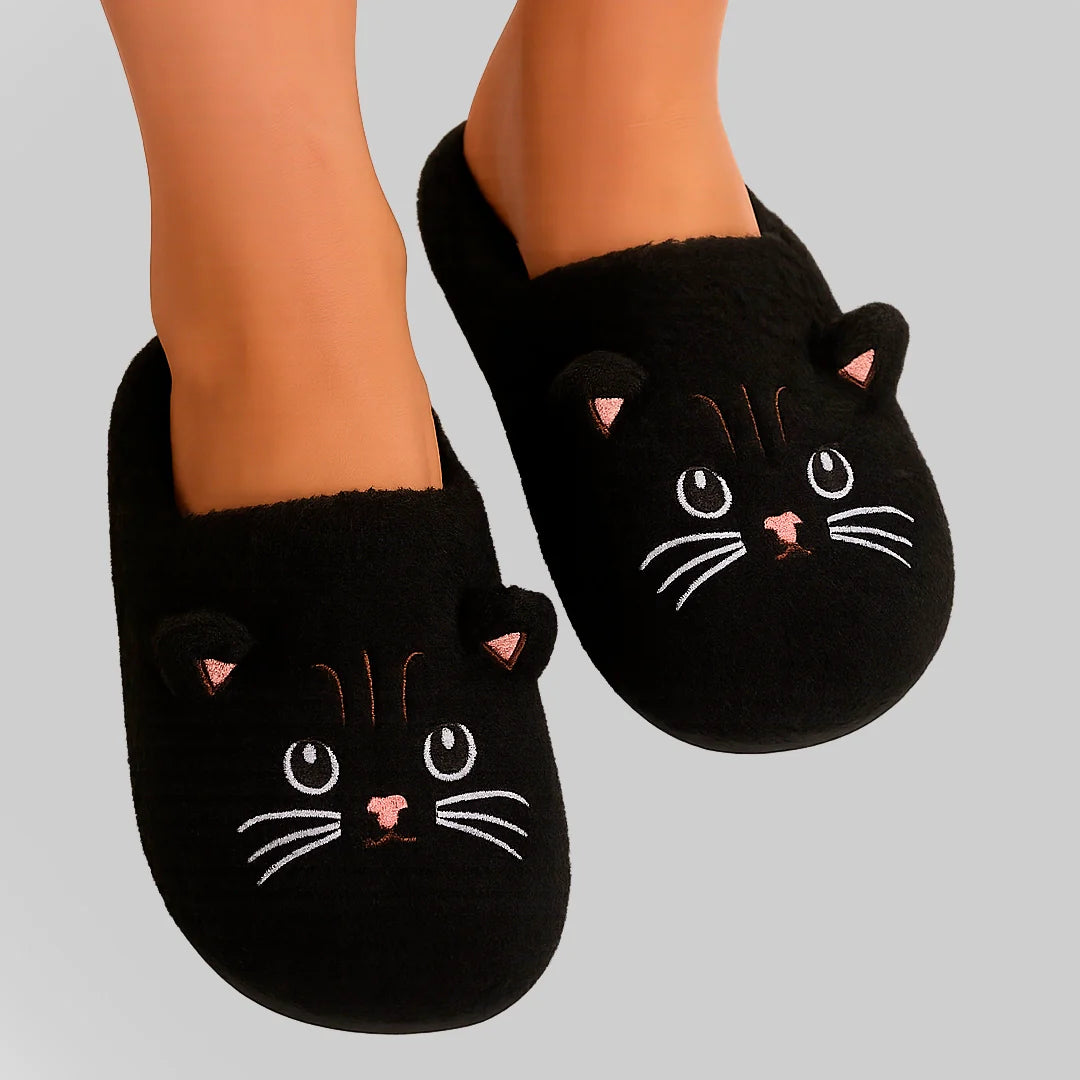Dames Pluche Katten Pantoffels – Zachte Huisschoenen met Schattig Kitten Design